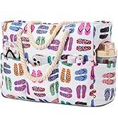 oscaurt Beach Bags for Women Waterproof Sandproof Large Beach Tote Bag Canvas Swim Pool Bag with ...