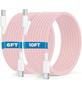 USB C to USB C Cable 6FT+10FT 2Pack 60W iPhone 17 16 15 Charger Cord Long Type C to C Cable Fast ...