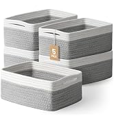 5 Pack Small Woven Storage Baskets for Shelves - Decorative Baskets for Organizing Toys, Bathroom...