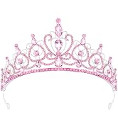 TODDER Pink Tiara for Women Girls Rhinestone Princess Queen Crowns Crystal Headband for Girls Wed...