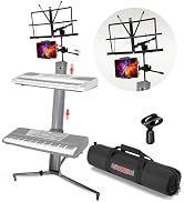 5 CORE 2 Tier Column Keyboard Stand Riser Piano Holder Heavy Duty Aluminium Built Adjustable Musi...