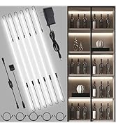 JUSJUBR LED Lights for Shelves, 6 PCS 20 Inch Dimmable Flexible COB LED Strip Lights for Cabinet,...