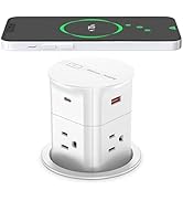 ANNQUAN Automatic Pop Up Countertop Outlet with 15W Wireless Charger | 4 AC | 2 USB A and 2 USB C...