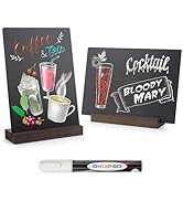 ONUPGO Chalkboard Sign 2 Pack 8 x12 Inch Tabletop Chalkboard Sign Double Sided with 2-Slot Wood B...
