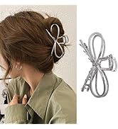 1Pcs Metal Sliver Hair Clips French Bow Tie Hair Claw Clips Large Fashion Hair Accessories for Wo...