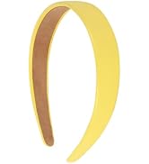 Motique Accessories 1 Inch Vegan Leather Headband for Women and Girls (Yellow)
