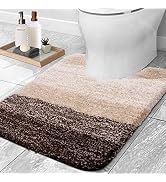Olanly Luxury Toilet Rugs U-Shaped, Extra Soft and Absorbent Microfiber Bathroom Rugs, Non-Slip P...