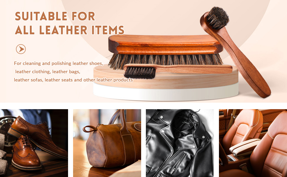 Horsehair Shoe Brush Kit Cleaning Leather Shoes Boots Care Brush Suede Cleaning Brush