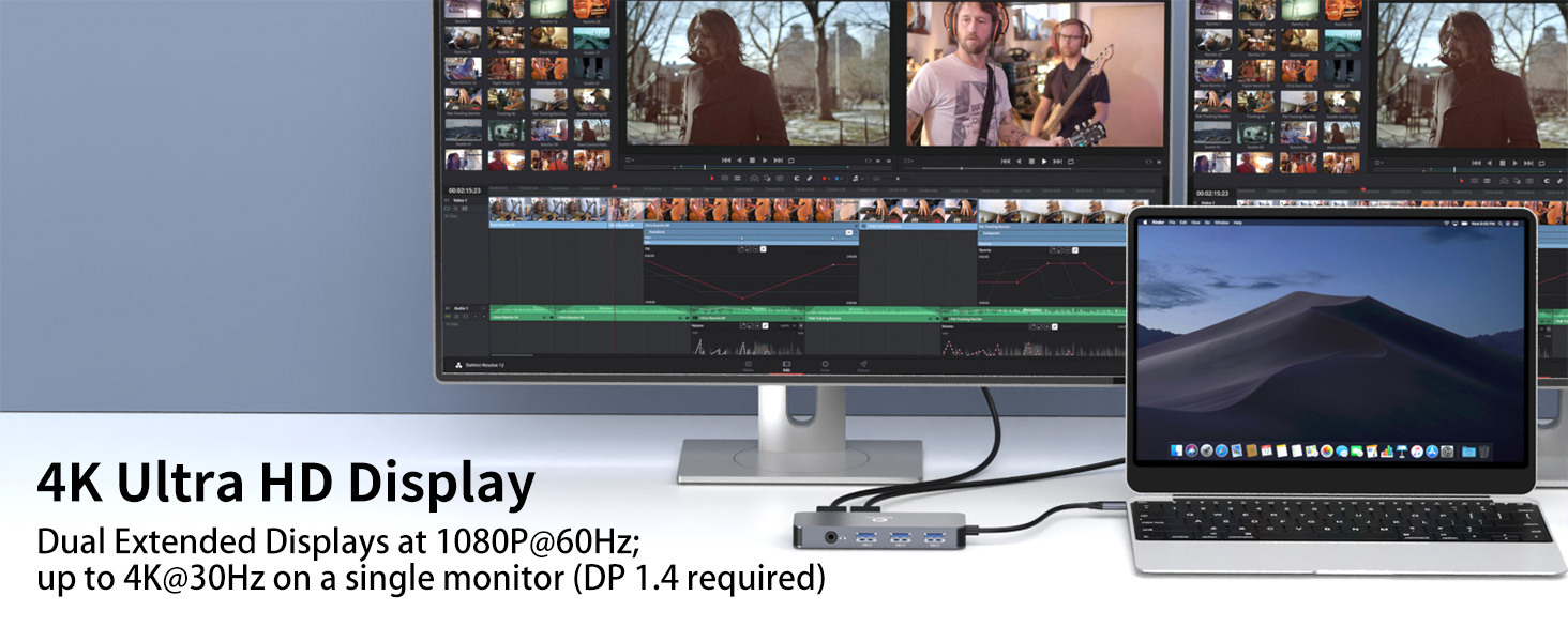 Supports 4K Ultra HD display for crystal-clear visuals on laptops and monitors.