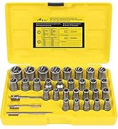 TOPEC Bolt Extractor Set, 32 Piece Extended Version Impact Nut Remover Socket Set with Hex Adapte...