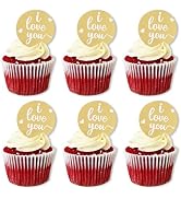 BEISHIDA 10pcs I Love You Cupcake Topper Love You Cupcake Decoration Heart Acrylic Cupcake Discs ...