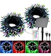 Hozplex 80Ft Solar String Lights for Outside, 18 Colors Changing 200 LED Solar Powered & USB Chri...
