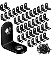 FATLODA 40PCS L Bracket, Metal Black Corner Brace, Stainless Steel Joint Right Angle Bracket Fast...