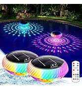 Askyli Floating Pool Lights Solar Powered with Remote, 7.6 Inch RGB Up and Down Color Changing So...