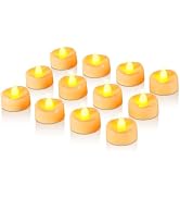 Raycare 12 Pack Tea Lights with Timer, 6H Timer Built-in, Flameless Battery Operated Tea Lights i...