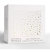 Stylish 5x5 Inch Gold Star Napkins -100 Pack of White and Gold Cocktail Napkins - Add Sparkle to ...