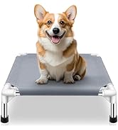 Elevated Dog Bed for Small Dogs, Outdoor Cooling Dog Bed Cot for Small Pets, Indoor Detachable Ra...