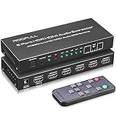 ROOFULL Premium 5 Port 4K HDMI Switch with Optical & 3.5mm AUX Audio Out, 5 in 1 Out 4K@60Hz HDMI...