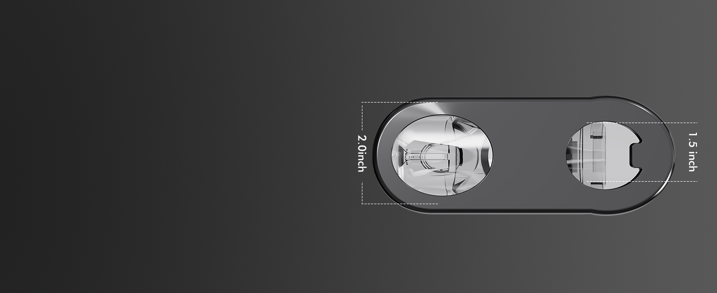 2.0" and 1.5" dual feed chute for whole fruits and celery to save prep time without cutting.