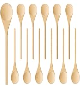 MORGLES 12 Pcs Wooden Spoons for Cooking, 12 Inches Non-Stick Soup Spoons | Wooden Kitchen Kit fo...