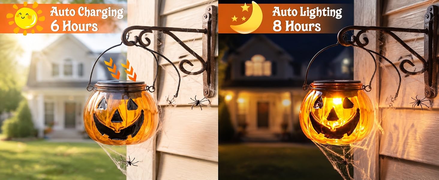 dusk to dawn solar powered halloween lanterns