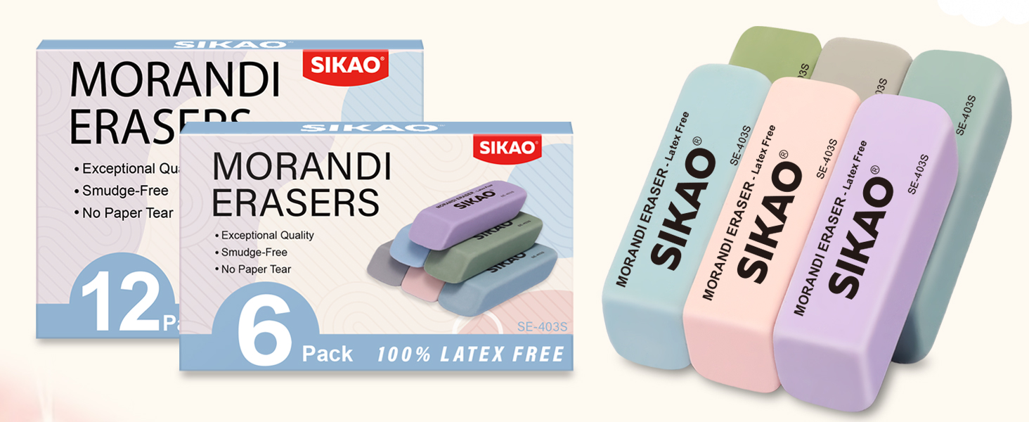 03 Sikao Pencil Erasers for Kids -403S MORANDI PCA+