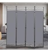 Room Divider 4 Panel Tall Room Dividers and Folding Privacy Screens, 6 Ft Indoor Divider Room Fab...