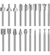 Wood Carving Bits Engraving Router Bit, 20pcs HSS Different Rotary Burr Set with 1/8