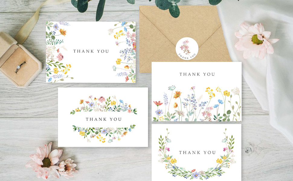 flower thank you cards bridal shower thank you cards wedding thank you cards