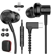 Wired Earbuds USB C Headphones for iPhone 18 Pro Max 17 Air 17e 16 15 16e | Right Angle Magnetic ...