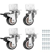 PATIKIL 1.5 Inch Caster Wheels, 4 Pcs Swivel Casters (2 Brake & 2 Swivel) with L-Bracket 44 Lb Ca...