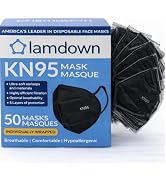 (50-Pack) KN95 Face Masks, Individually Wrapped, Premium Disposable Dust Mask, Black