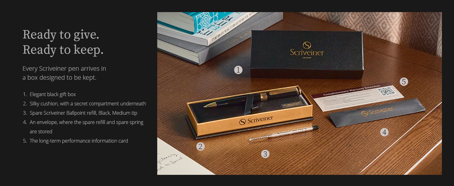 Scriveiner black ballpoint pen gift set