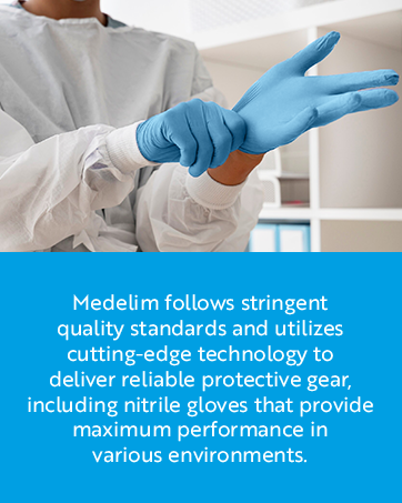 MEDELIM Disposable Nitrile Medical Exam Gloves Powder-Free Non-Sterile Disposable Glove Blue Black