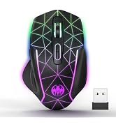 MELOGAGA Wireless Gaming Mouse, Mouse Jiggler for Laptop, Rechargeable 2.4G USB Cordless Mice wit...