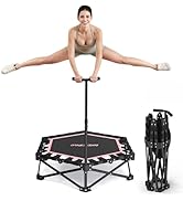 HXD-ERGO Foldable Mini Trampoline, Rebounder Trampoline with Adjustable Foam Handle, Fitness Tram...