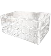 Jemjosh Acrylic Transparent Earrings Jewelry Organizer with 3 Drawers 72 grids, Stackable Necklac...