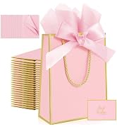 Ethhqu 12 Pcs Small Gift Bags with Handles Include Tissue Papers & Cards, 9x7x3.15'' Thank You Gi...
