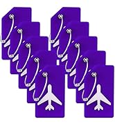 10 Pack Silicone Luggage Tag for Suitcases with Stainless Loop, TSA Approved, Privacy Protection ...