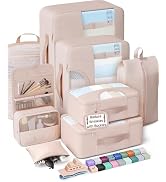 Veken 8 Set Packing Cubes for Travel Essentials,Anti-Wrinkle Buckled Suitcase Organizer for Shoe ...