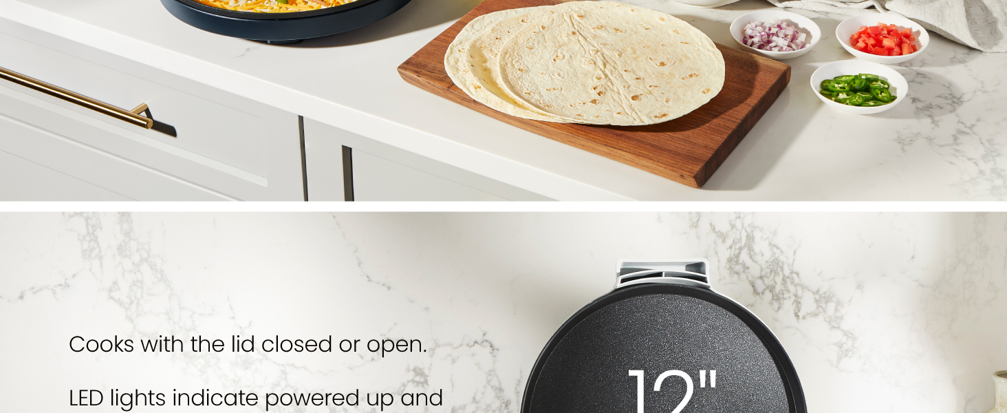 Cooks with the lid closed or open