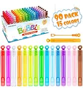 INSCRAFT Bubble Wand, 90 Pack Mini Bubble Wands Bulk 15 Colors for Halloween, Summer Toys, Weddin...