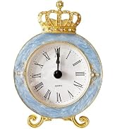 Pasiir Vintage Mini Analog Table Clock, Silent Crown Table Clock with Hand-Painted Metal Body and...