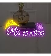 Mis 15 Anos Neon Sign, Sweet 15 Quince Party Sign with Dimmer Switch, Birthday Party Decor, Quinc...