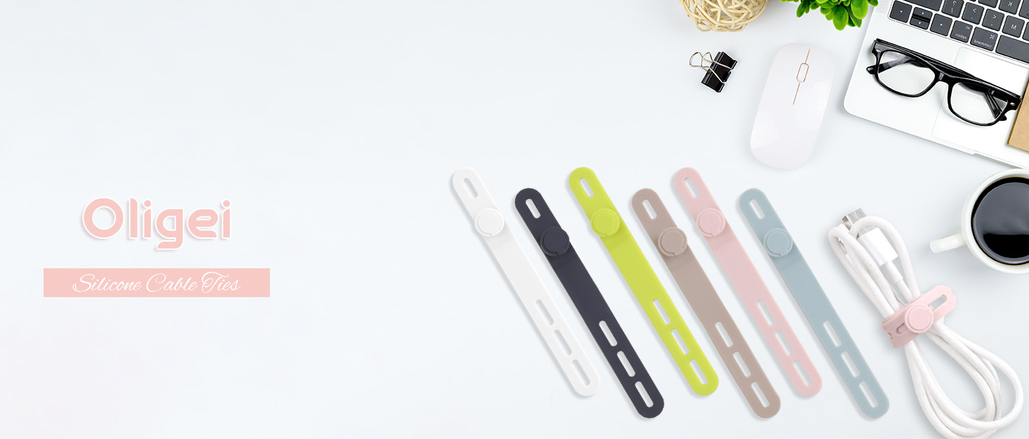Oligei 25 Pcs Silicone Cable Ties
