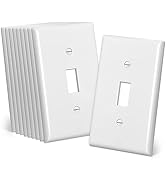 CML Mid-Size Toggle Light Switch Wall Plates, 10 Pack Electrical Outlet Receptacle Covers, 1-Gang...