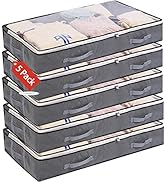 Vieshful 5 Pack Underbed Storage Bags 75L Foldable Clothes Bag Large Capacity Storage Containers ...