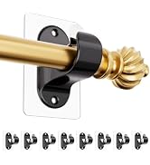 MUAKIOY Curtain Rod Holder Brackets No Drilling, (8 Pack) No Screw Black Self Adhesive Curtain Ho...