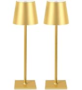 CHLORANTHUS 2 Pack Cordless Table Lamps, 3 Colors Stepless Dimming, 5000mAh Rechargeable Battery ...