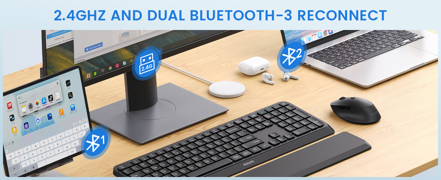 bluetooth mouse and keyboard 2.4G+Bluetooth5.0